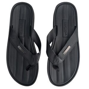 MALIDA Sandals Mens Size 12 Black Thong Flip Flops Comfort Beach Shoes